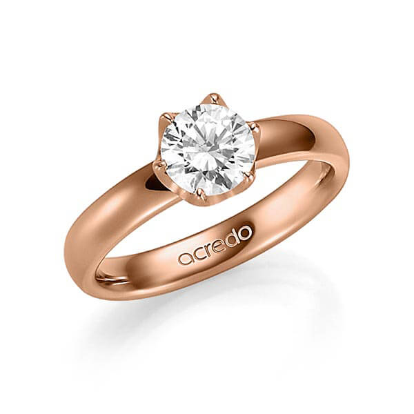 klassieke trouwring in roodgoud 14 kt. met 1 ct. Briljanten tw,vs van acredo - A-1359-5