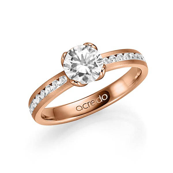 klassieke trouwring in roodgoud 14 kt. met 1 ct. + in totaal 0,24 ct. Briljanten & Briljant tw,vs tw/si van acredo - A-1339-5