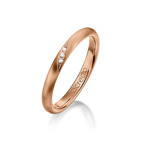 klassieke trouwring in roodgoud 14 kt. met in totaal 0,015 ct. Briljant tw/si van acredo