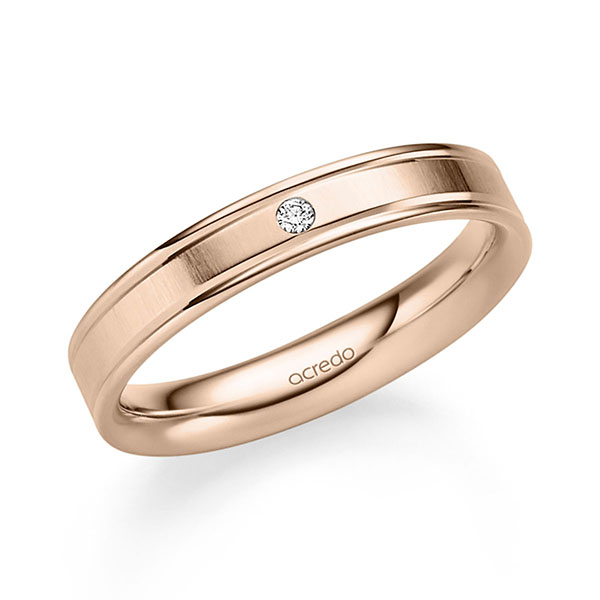 Klassieke trouwring in roodgoud 14 kt. met in totaal 0,015 ct. Briljant tw/si van acredo - S-1331-1