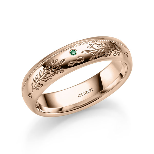 Klassieke trouwring in roodgoud 14 kt. met in totaal 0,016 ct. Briljant van acredo
