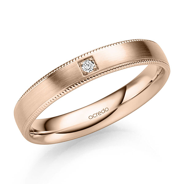 Klassieke trouwring in roodgoud 14 kt. met in totaal 0,025 ct. Briljant tw/si van acredo - S-1324-5 Klassieke trouwring in roodgoud 14 kt. met in totaal 0,025 ct. Briljant tw/si van acredo - S-1324-5