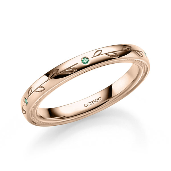 Klassieke trouwring in roodgoud 14 kt. met in totaal 0,04 ct. Briljant van acredo