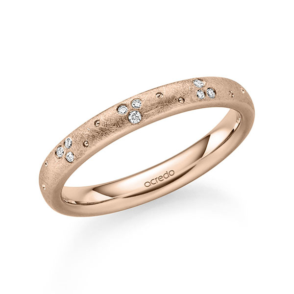 klassieke trouwring in roodgoud 14 kt. met in totaal 0,054 ct. Briljant tw/si van acredo - S-1345-5