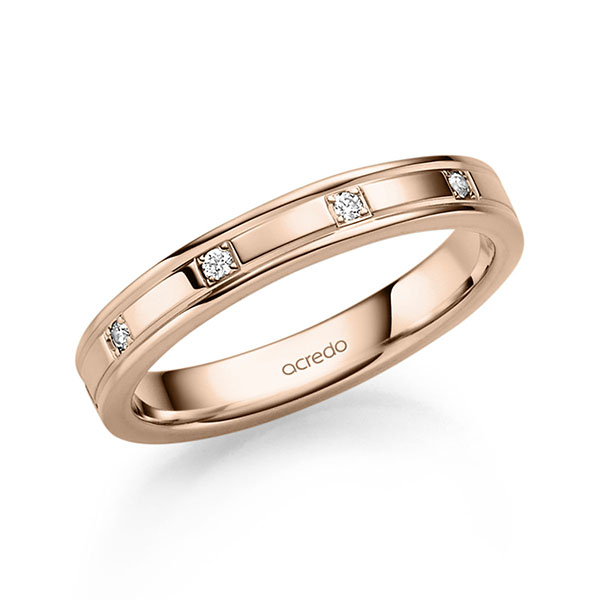 Klassieke trouwring in roodgoud 14 kt. met in totaal 0,05 ct. Briljant tw/si van acredo - S-1317-5