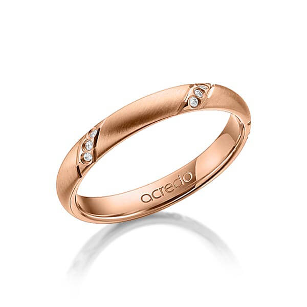 klassieke trouwring in roodgoud 14 kt. met in totaal 0,075 ct. Briljant tw/si van acredo - A-1306-4