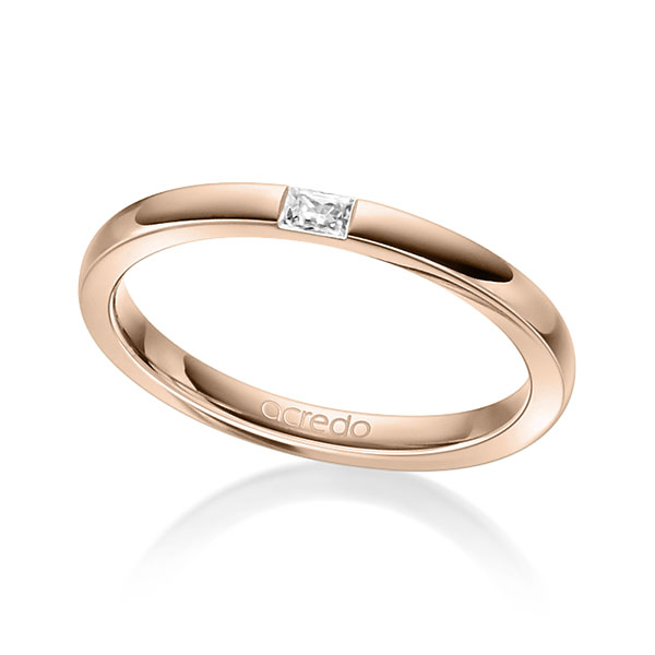 klassieke trouwring in roodgoud 14 kt. met in totaal 0,07 ct. Baguette-Diamant tw,vs van acredo - A-1304-1