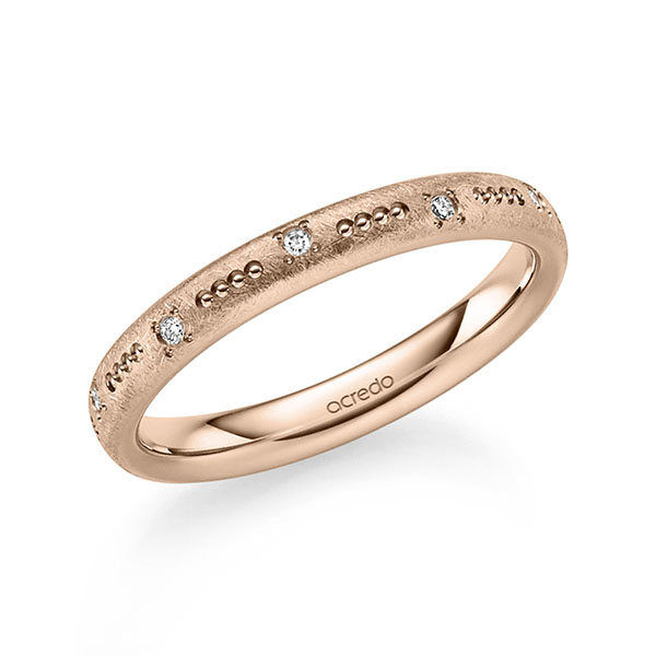 Klassieke trouwring in roodgoud 14 kt. met in totaal 0,08 ct. Briljant tw/si van acredo - S-1346-5