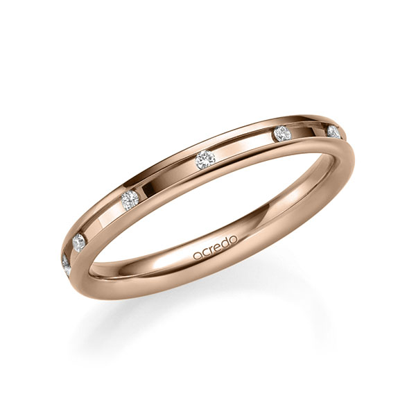 Klassieke trouwring in roodgoud 14 kt. met in totaal 0,11 ct. Briljant tw/si van acredo - A-2207-7 Klassieke trouwring in roodgoud 14 kt. met in totaal 0,11 ct. Briljant tw/si van acredo - A-2207-7