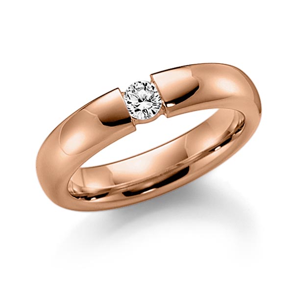 klassieke trouwring in roodgoud 14 kt. met in totaal 0,12 ct. Briljant tw/si van Steinberg