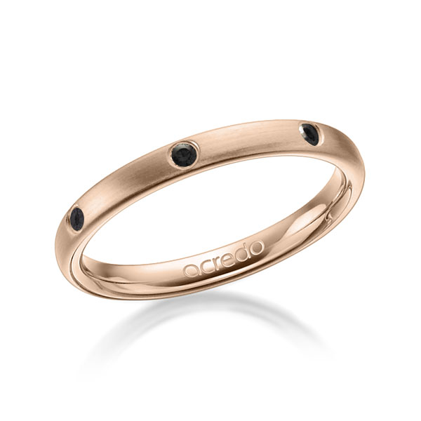 klassieke trouwring in roodgoud 14 kt. met in totaal 0,14 ct. Briljant Zwart van acredo