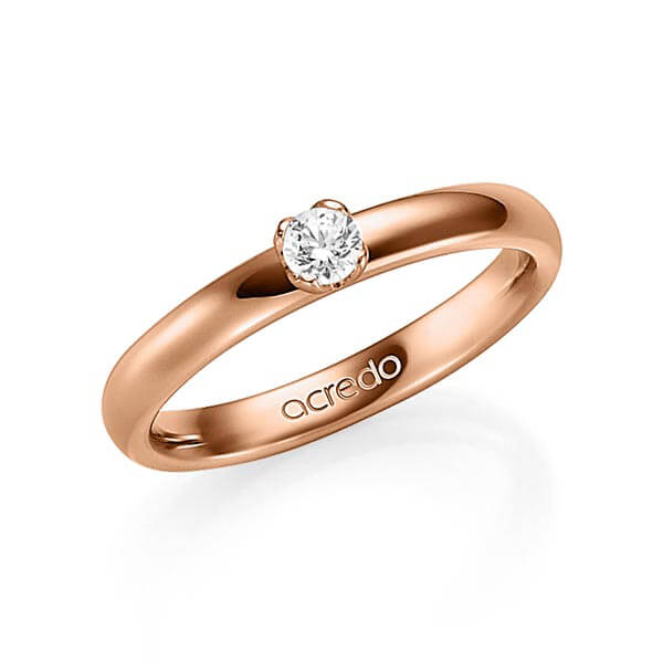 klassieke trouwring in roodgoud 14 kt. met in totaal 0,15 ct. Briljanten tw/si van acredo - A-1351-5