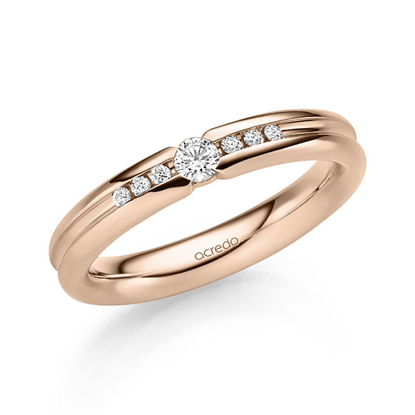 Klassieke trouwring in roodgoud 14 kt. met in totaal 0,16 ct. Briljant tw/si van acredo - S-1321-1