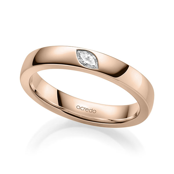 klassieke trouwring in roodgoud 14 kt. met in totaal 0,1 ct. tw,vs van acredo