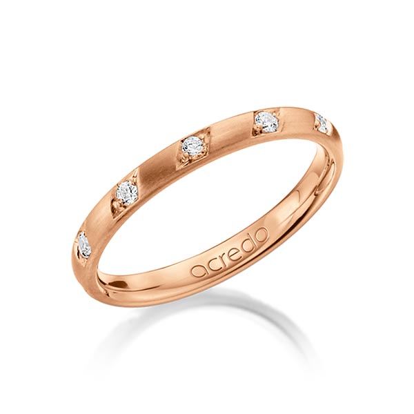 klassieke trouwring in roodgoud 14 kt. met in totaal 0,22 ct. Briljant tw/si van acredo - A-1284-5 klassieke trouwring in roodgoud 14 kt. met in totaal 0,22 ct. Briljant tw/si van acredo - A-1284-5