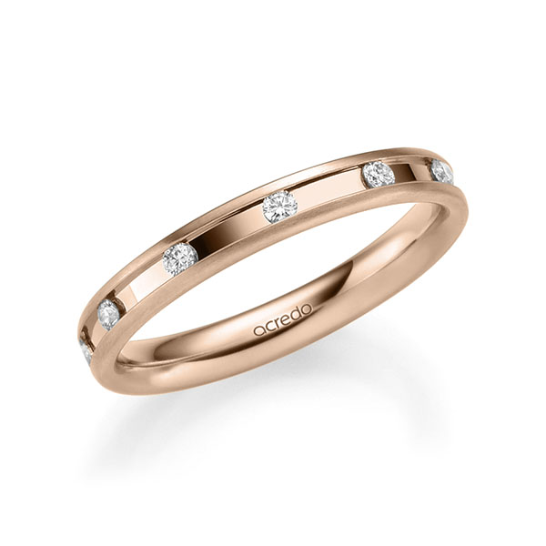 Klassieke trouwring in roodgoud 14 kt. met in totaal 0,22 ct. Briljant tw/si van acredo - A-2205-7