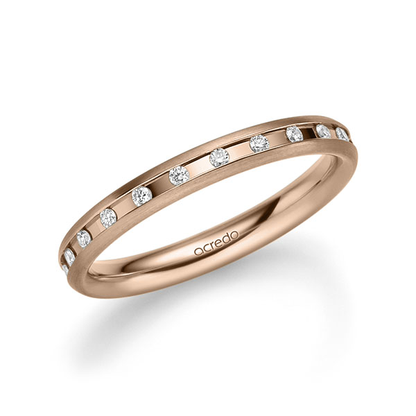 Klassieke trouwring in roodgoud 14 kt. met in totaal 0,22 ct. Briljant tw/si van acredo - A-2232-10 Klassieke trouwring in roodgoud 14 kt. met in totaal 0,22 ct. Briljant tw/si van acredo - A-2232-10