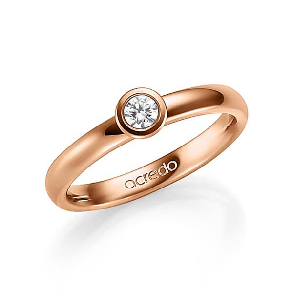 klassieke trouwring in roodgoud 14 kt. met in totaal 0,25 ct. Briljanten tw/si van acredo - A-1350-5