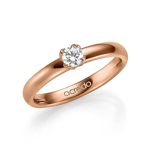 klassieke trouwring in roodgoud 14 kt. met in totaal 0,25 ct. Briljanten tw/si van acredo - A-1353-5