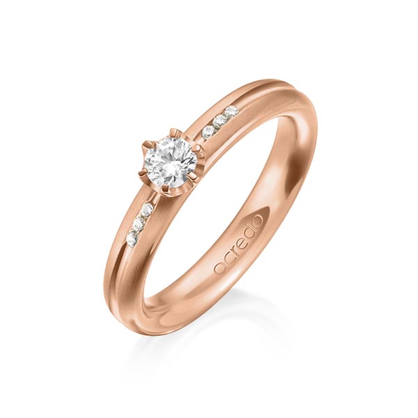 Klassieke trouwring in roodgoud 14 kt. met in totaal 0,298 ct. Briljanten & Briljant tw/si van acredo