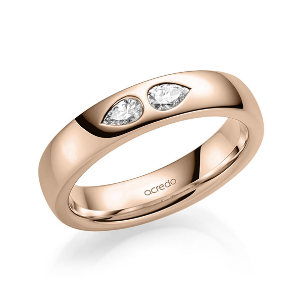 klassieke trouwring in roodgoud 14 kt. met in totaal 0,2 ct. tw,vs van acredo