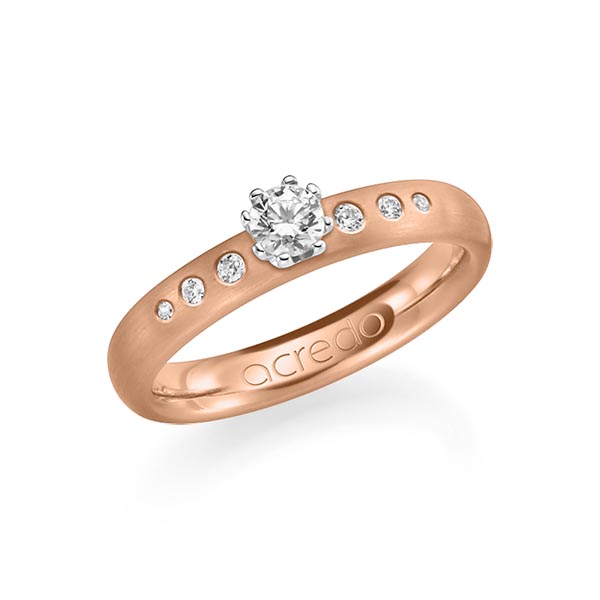 klassieke trouwring in roodgoud 14 kt. met in totaal 0,346 ct. Briljant tw/si van acredo