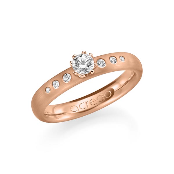 klassieke trouwring in roodgoud 14 kt. met in totaal 0,346 ct. Briljant tw/si van acredo