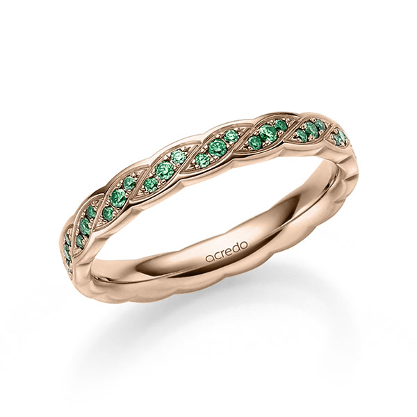 klassieke trouwring in roodgoud 14 kt. met in totaal 0,34 ct. Briljant van acredo