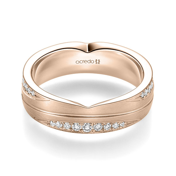 Klassieke trouwring in roodgoud 14 kt. met in totaal 0,384 ct. Briljant tw/si van acredo - A-2356-10 Klassieke trouwring in roodgoud 14 kt. met in totaal 0,384 ct. Briljant tw/si van acredo - A-2356-10