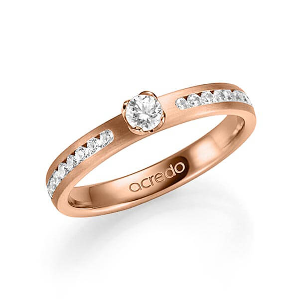 klassieke trouwring in roodgoud 14 kt. met in totaal 0,39 ct. Briljant & Briljanten tw/si tw,vs van acredo - A-1336-5