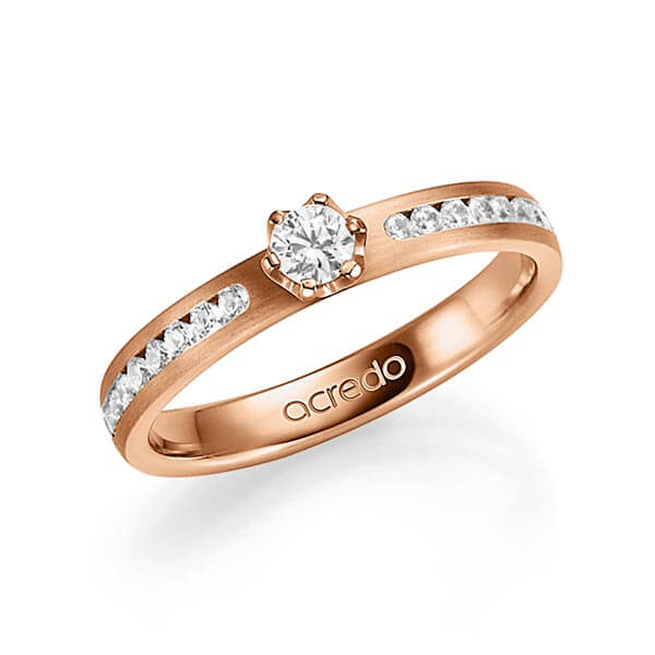 klassieke trouwring in roodgoud 14 kt. met in totaal 0,39 ct. Briljanten & Briljant tw,vs tw/si van acredo - A-1340-5