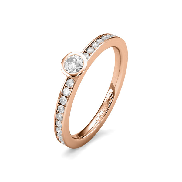 klassieke trouwring in roodgoud 14 kt. met in totaal 0,3 ct. Briljanten & Briljant tw/si van acredo