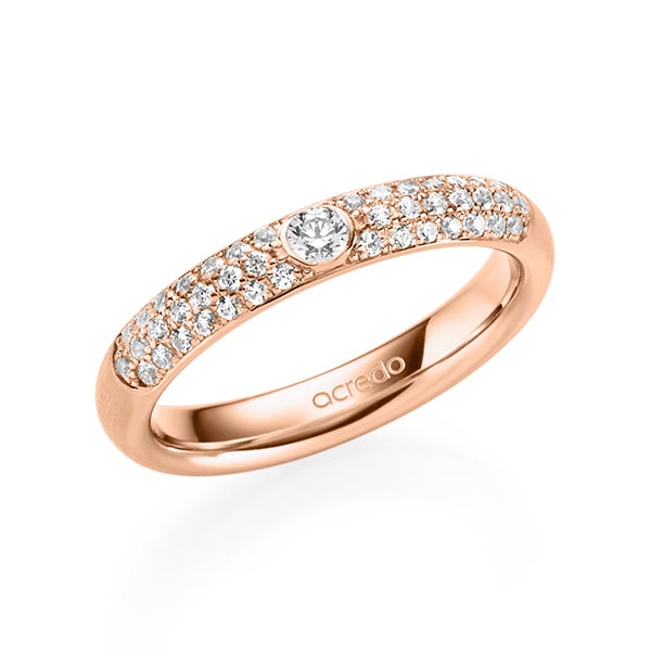 klassieke trouwring in roodgoud 14 kt. met in totaal 0,416 ct. Briljant tw/si van acredo