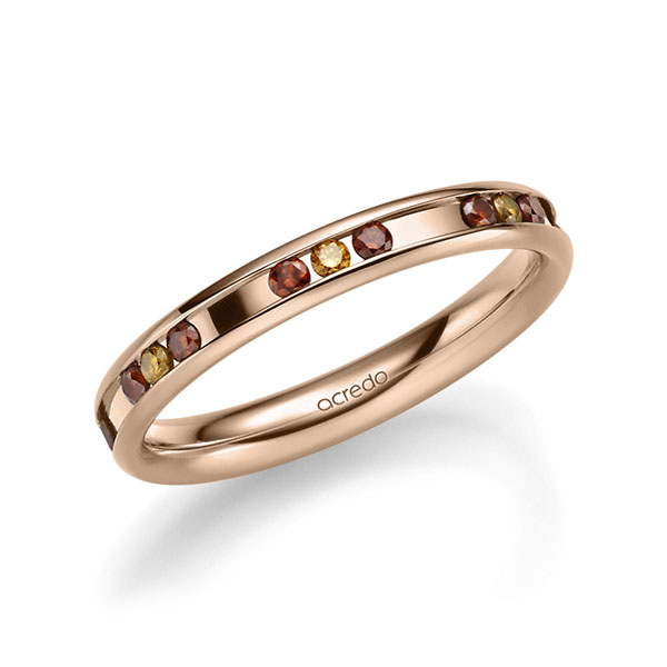Klassieke trouwring in roodgoud 14 kt. met in totaal 0,42 ct. Briljant Cognac Red Cherry van acredo - A-2219-4 Klassieke trouwring in roodgoud 14 kt. met in totaal 0,42 ct. Briljant Cognac Red Cherry van acredo - A-2219-4