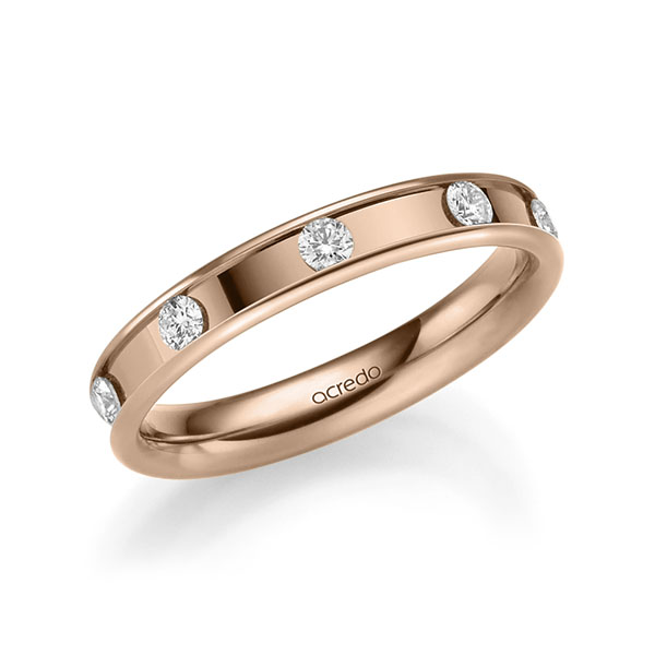 Klassieke trouwring in roodgoud 14 kt. met in totaal 0,45 ct. Briljant tw,vs van acredo - A-2210-7 Klassieke trouwring in roodgoud 14 kt. met in totaal 0,45 ct. Briljant tw,vs van acredo - A-2210-7