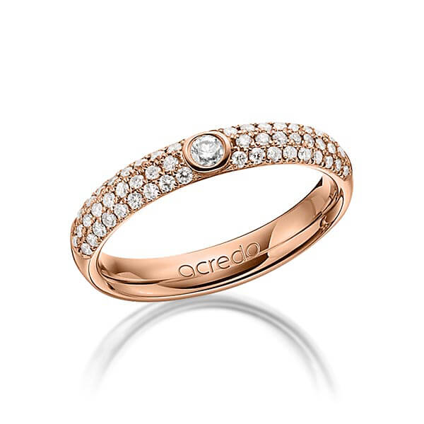 klassieke trouwring in roodgoud 14 kt. met in totaal 0,492 ct. Briljant tw/si van acredo