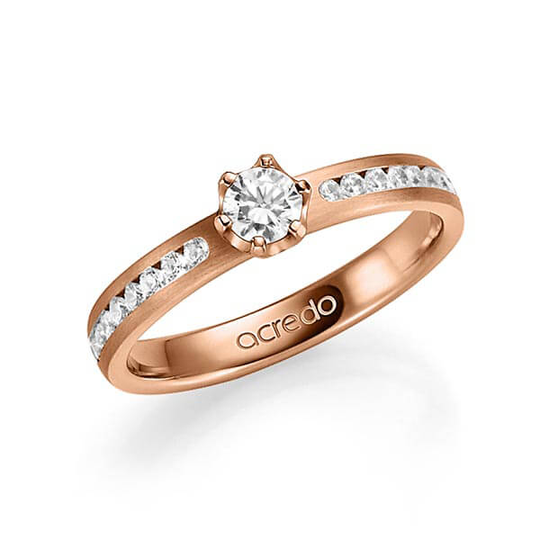 klassieke trouwring in roodgoud 14 kt. met in totaal 0,49 ct. Briljant & Briljanten tw/si tw,vs van acredo - A-1341-5