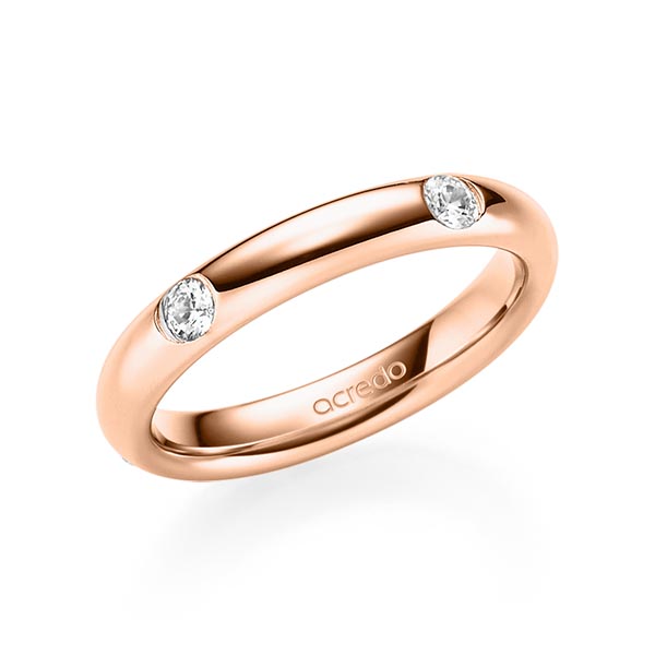 klassieke trouwring in roodgoud 14 kt. met in totaal 0,4 ct. Briljant tw/si van acredo