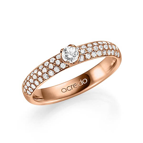 klassieke trouwring in roodgoud 14 kt. met in totaal 0,582 ct. Briljant & Briljanten tw/si tw,vs van acredo - A-1324-5