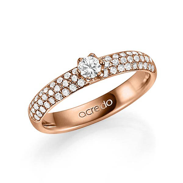 klassieke trouwring in roodgoud 14 kt. met in totaal 0,582 ct. Briljanten & Briljant tw,vs tw/si van acredo - A-1328-5