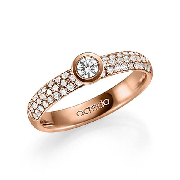 klassieke trouwring in roodgoud 14 kt. met in totaal 0,682 ct. Briljant & Briljanten tw/si tw,vs van acredo - A-1333-5