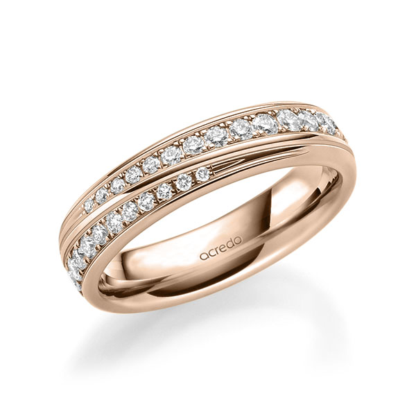 Klassieke trouwring in roodgoud 14 kt. met in totaal 0,964 ct. Briljant tw/si van acredo - A-1631-18 Klassieke trouwring in roodgoud 14 kt. met in totaal 0,964 ct. Briljant tw/si van acredo - A-1631-18