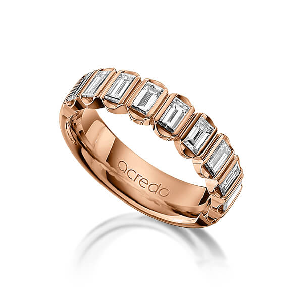 klassieke trouwring in roodgoud 14 kt. met in totaal 1,2 ct. Baguette-Diamant tw,vs van acredo - A-1220-5 klassieke trouwring in roodgoud 14 kt. met in totaal 1,2 ct. Baguette-Diamant tw,vs van acredo - A-1220-5