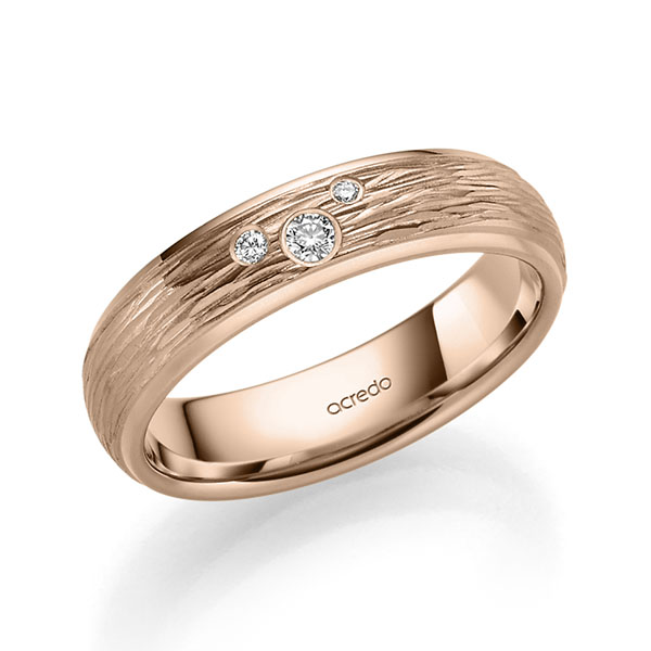 Klassieke trouwring in roodgoud 18 kt. met in totaal 0,063 ct. Briljant tw/si van acredo - A-2412-10