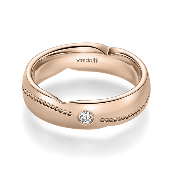 Klassieke trouwring in roodgoud 18 kt. met in totaal 0,06 ct. Briljant tw/si van acredo - A-2394-11 Klassieke trouwring in roodgoud 18 kt. met in totaal 0,06 ct. Briljant tw/si van acredo - A-2394-11