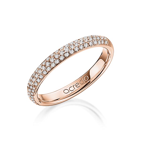 klassieke trouwring in roodgoud 18 kt. met in totaal 0,38 ct. Briljant tw/si van acredo