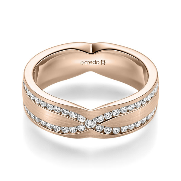 Klassieke trouwring in roodgoud 18 kt. met in totaal 0,46 ct. Briljant tw/si van acredo - A-2352-12