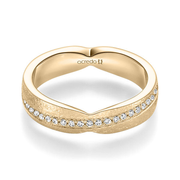 Klassieke trouwring in rosé 9 kt. goudhoudend metaal (37,5%) crushed met in totaal 0,184 ct. Briljant tw/si van acredo - A-2357-10