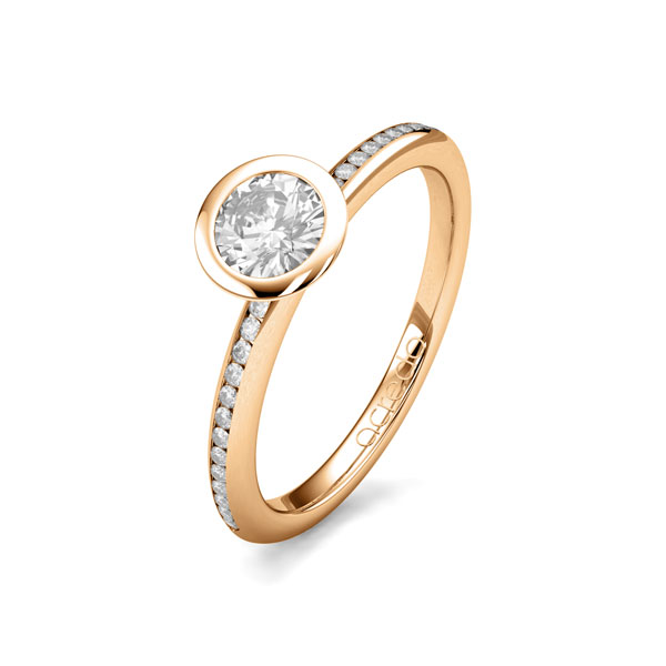 klassieke trouwring in roségoud 14 kt. met 0,4 ct. + in totaal 0,13 ct. Briljanten & Briljant tw/si van acredo