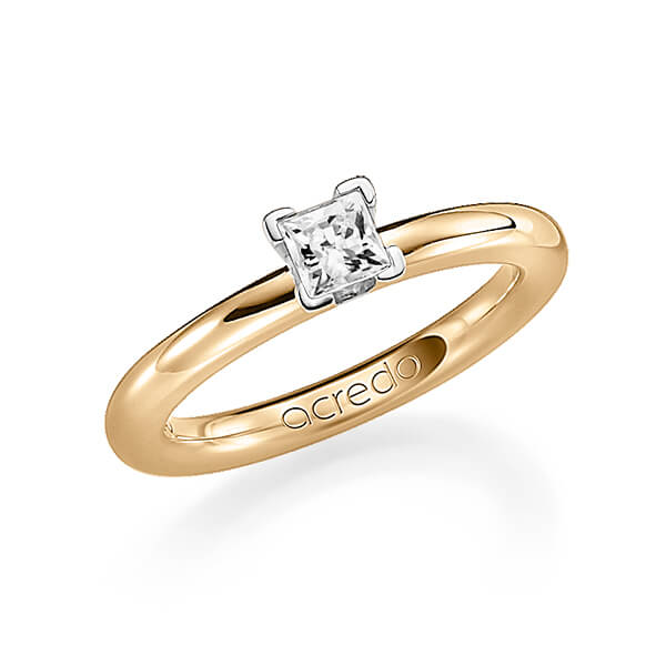 klassieke trouwring in roségoud 14 kt. met 0,4 ct. Princess-Diamant tw,vs van acredo